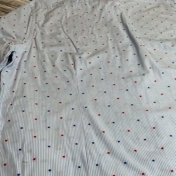 J.A.C.H.S. Manufacturing Co. Button Down Shirt Size 16.5 34-35 Red White & Blue - Picture 7 of 14